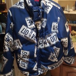 Supreme license plate puffy jacket